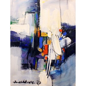 Mashkoor Raza, 16 x 12 Inch, Oil on Canvas, Abstract Painting, AC-MR-431